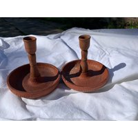 Vintage Kerzenständer Aus Holz von VintageEmporium17