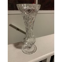 Vintage Kristall Pressglas Trompete Vase von VintageEmporium17