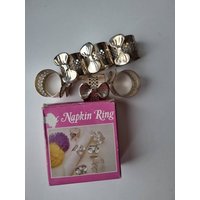 Versilberte Serviettenringe 6Er Set Schleife von VintageEuropeDesigns