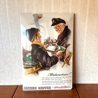 Emaille Schild Jacobs Kaffee Vintage Metallschild Deutschland 1980Er Jahre von VintageFindsAmvis