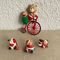 Teddybär Weihnachtsschmuck Vintage Kunststoff Miniaturen Christbaumschmuck von VintageFindsAmvis