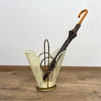 Vintage Schirmständer Mit Metallgestell Und Messingelementen von VintageFindsAmvis
