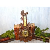 Antike Deutsche Geschnitztes Holz Barometer Thermometer Schwarzwald Jagd Thema Antike Deutsche Geschnitztes Holz Barometer Thermometer Schwarzwald Jagd Thema von VintageFleaFinds