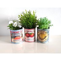 Geschenk Retro Konservendosen. Aufbewahrung Für Zu Hause, Blumen Pflanzentöpfe Besteckhalter Cafés, Restaurant Display. Requisiten-Replik von VintageFoodCans