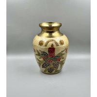 Vintage 7 "Cloisonné Emaille & Messing Rote Kerze Vase Weihnachtsblume - Atemberaubend von VintageFriendsStore