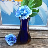 Boho Blaue Glasvase, Vintage Blumenvase, Udssr 70Er Jahre Boho Blaue Glasvase, Vintage Blumenvase, Udssr 70Er Jahre von VintageFromNick
