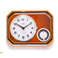 1970S Junghans Ceramic Kitchen Clock Modernism Mid Century Wall Pottery Mcm Short Timer Alarm Germany Space Age von VintageGermanClocks