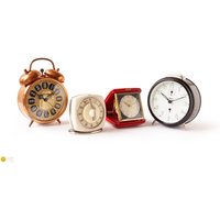 4x Mechanical Alarm Clocks Germany Defect Kienzle Mauthe Blessing Insa Mid Century Modern Table Shelf Mantel Mcm Lot von VintageGermanClocks
