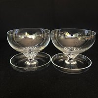2 Vintage Belfor Exquisite Crystal 7Oz Coupes Mit Angebrachten Untertassen von VintageGlassFindsCo