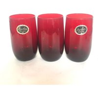 3Er Set Royal Ruby Red 10Oz Cocktail Gläser Von Anchor Hocking Glass Corp. Usa von VintageGlassFindsCo