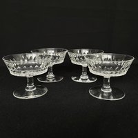 4 Elegante Vintage Crystal Flat Bottom 5 Unzen Champagner Cocktail Coupe Gläser - Barware Retro von VintageGlassFindsCo