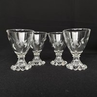 4 Geätzte Vintage Glas Boopie Basis 3, 5Oz Cocktail Gläser - Retro Barware von VintageGlassFindsCo