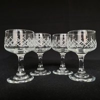 4 Kreuz Schraffierte 3.5Oz Vintage Cocktail Likör Aperitif Gläser - Retro Barware von VintageGlassFindsCo
