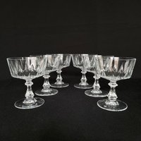 6 Elegante Vintage Kristall Flachboden 7Oz Champagner Cocktail Coupe Gläser - Barware Retro von VintageGlassFindsCo