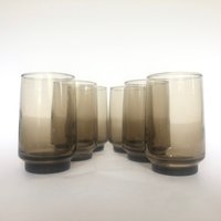 6 Retro Rauchglas Unzen Saftgläser - Vintage Barware Küche von VintageGlassFindsCo