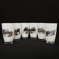 6 Vintage Car Themen 13Oz Highball Cocktail Gläser - Retro Barware von VintageGlassFindsCo