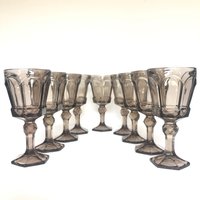Set Mit 9 Vintage Fostoria Virginia Mocha Brown 5 Unzen Weingläsern - Barware von VintageGlassFindsCo