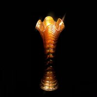 Antike Imperial Glass Co. Rosegold Horizontal Gerippte Faschingsglas Vase - Ausgestellter Schwungrand Sammlerglas Anfang Der 1900Er Jahre von VintageGlassFindsCo