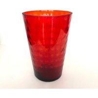 Große & Große Breite Mund Rot Punkt Vintage Glas Bouquet Vase von VintageGlassFindsCo