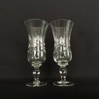 Paar Vintage Crystal Cross & Olive Flared Rim Kurzer Stiel 5, 5 Unzen Flöten - Champagner Cocktail Glas Barware von VintageGlassFindsCo