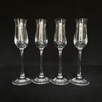 Set Mit 4 Langstieligen Vintage Kristall 2 Unzen Likör Cocktailgläser - Retro Barware von VintageGlassFindsCo