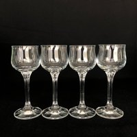 Set Von 4 Vintage Crystal Tulip Bowl & Spalte Stiel 2, 5 Unzen Likör Gläser - Retro Barware von VintageGlassFindsCo