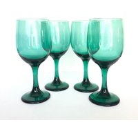 Set Von 6 Libbey Vintage Smaragd Grünes Glas 11Oz Weingläser - Stemware Lesen Sie Füllen Beschreibung von VintageGlassFindsCo