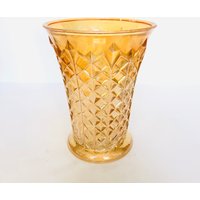 Spektakuläre Vintage Sowerby Diamant Windrad Fasching Glas Vase C1930Er Jahre von VintageGlassFindsCo