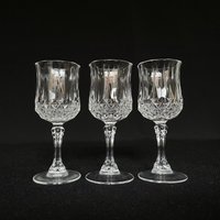 Trio Von Vintage Crystal 2 Unzen Diamond Point Likör Gläser - Retro Barware von VintageGlassFindsCo