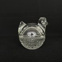 Vintage Anker Hocking Henne Auf Nest - Elegante Glastiere Sammlerstück von VintageGlassFindsCo