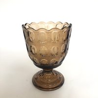 Vintage Eo Brody Daumenabdruck Braunes Glas Kompott - Sockel Schale Übertopf von VintageGlassFindsCo