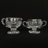 Vintage Heavy Clear Cut "star & Dot' Qualität Kristallcreme Und Zucker Set - Crystal von VintageGlassFindsCo