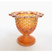 Vintage Imperial Glass Company Ringelblume Basket Weave Karneval Glas Sockel Teller von VintageGlassFindsCo