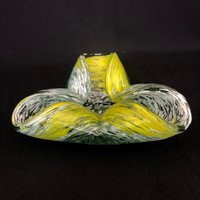 Zitronengelb & Weiß Fleck Vintage Murano Art Glas Schale - Aschenbecher von VintageGlassFindsCo