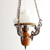 French Vintage Chandelier Glass Light With Brass Decoration Brokante Ceiling Light French Vintage Chandelier Glass Light With Brass Decoration Brokante Ceiling Light von VintageHomeMoments