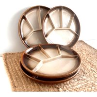 Keramik Grillteller Frankreich 70Er Jahre, 4x Grill Teller Beige von VintageHomeMoments