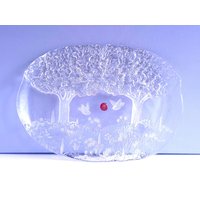 Large Glass Cake Plate With Trees/ Vintage Walther Glas Crystal Tray 70S von VintageHomeMoments