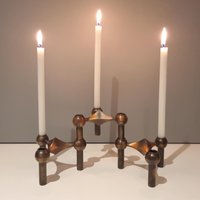 Set Of 4 Candlesticks Nagel Design Brutalistic Stoff Nagel Candleholders Copper Modular Candel Holders Vintage Bronze Stackable Germany 70S von VintageHomeMoments