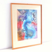 Abstract Painting Blue Red Signed Watercolor 50S Mid Century Modern Wall Decor Art Abstract Painting Blue Red Signed Watercolor 50S Mid Century Modern Wall Decor Art von VintageHomeMoments