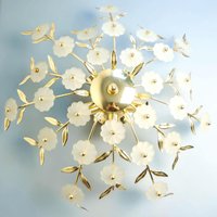 Vintage Murano Flower Ceiling Light White Golden Chandelier Glass Flowers Hanging Lamp Mid Century Modern Floral 70S Vintage Murano Flower Ceiling Light White Golden Chandelier Glass Flowers Hanging Lamp Mid Century Modern Floral 70S von VintageHomeMoments