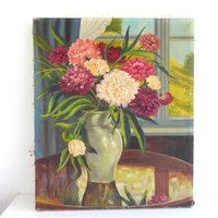 Vintage Painting With Flowers/ Original Oil Painting Signed Art 40S von VintageHomeMoments
