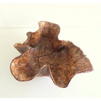 Große Keramikschale Blatt - Form Braun/ Handgemachte Blatt/ Dekoration Handgeformte Blattschale/ Natur - Deko von VintageHomeMoments
