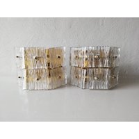 Außergewöhnliches Paar Wandleuchter Von Kinkeldey - Goldfarbener Messingkörper Mit Kristallglaselementen 1960Er Jahre von VintageInModeDeluxe