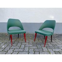 Grünes Kunstleder Und Holz Paar Sessel, 1960Er Jahre, Italien von VintageInModeDeluxe