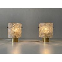 Luxus Eisglas Und Messing Paar Wandlampen Von Limburg, 1960Er Jahre, Deutschland von VintageInModeDeluxe