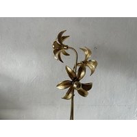 Mid-Century Modern Wundervolle Dreifache Blumenschirm Vollmessing Stehlampe Von Willy Daro Für Massiv, 1970Er Jahre, Deutschland von VintageInModeDeluxe