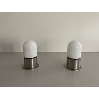 Minimal Seltenes Set Aus Opalglas & Grauem Metall Von Bega, 1970Er Jahre Deutschland von VintageInModeDeluxe