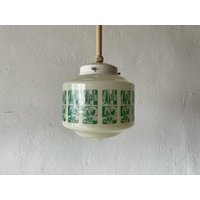 Schöne Kleine Art Deco Glas Auf Grün Prints Küchen Deckenlampe, 1940Er Jahre, Deutschland von VintageInModeDeluxe