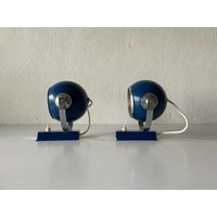 Space Age Blue Metall Paar Spot Wandlampen, 1970Er Jahre von VintageInModeDeluxe