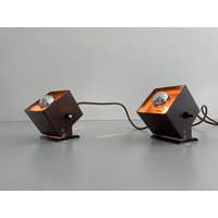 Würfel Design Paar Mini Wandlampen Von Rudolf Prusky, 1970Er Jahre, Deutschland von VintageInModeDeluxe